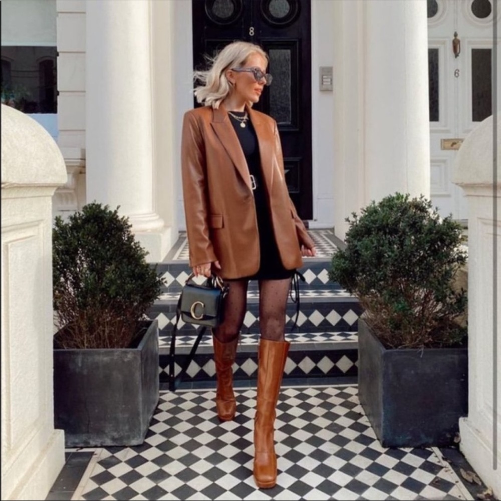ZARA FAUX LEATHER BLAZER M NWT